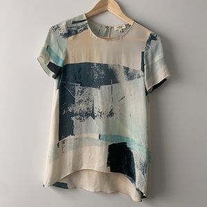 Aritzia Wilfred 100% Silk Abstract Blouse